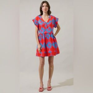 Sugarlips Dress Women XL Red and Blue Patterns